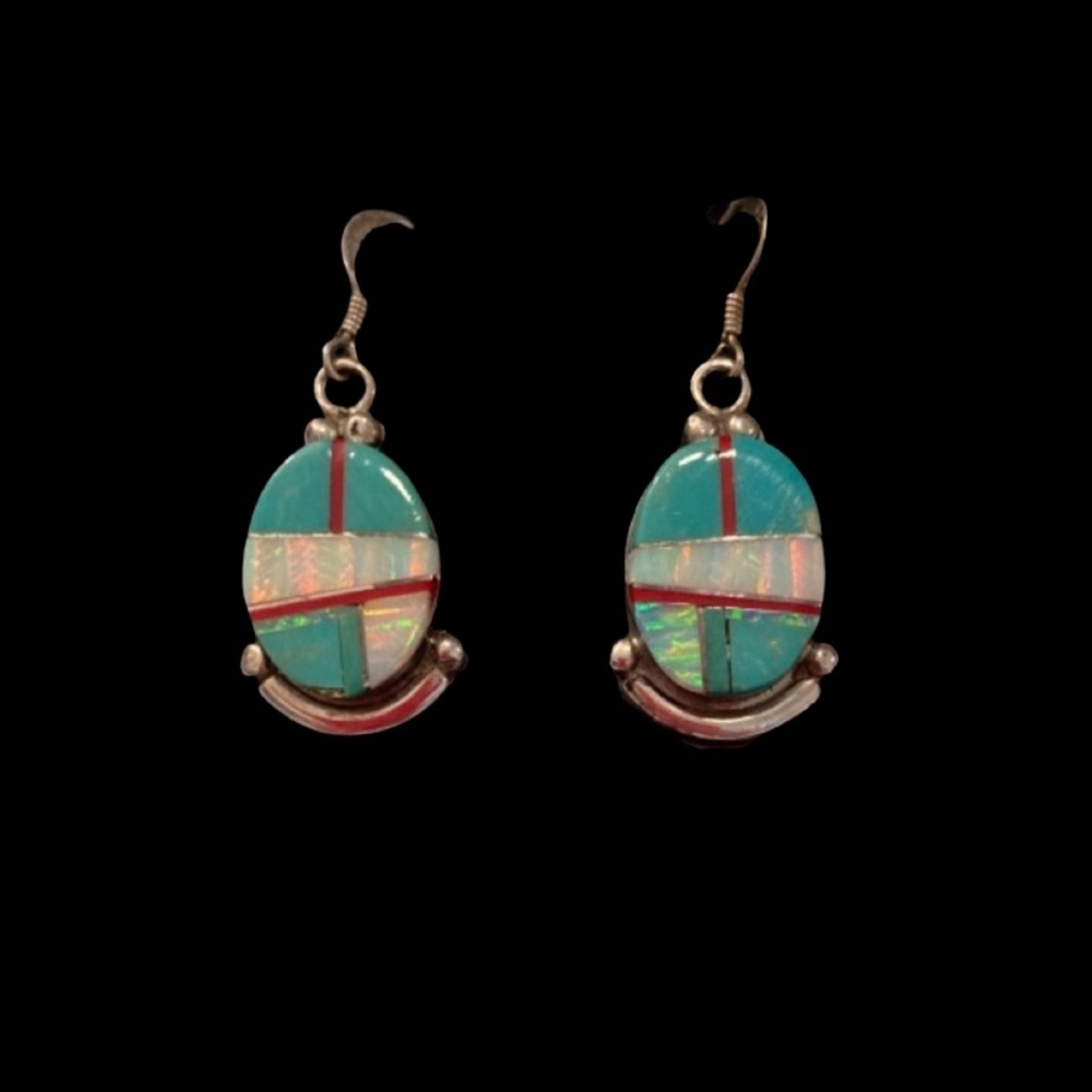 Native American Zuni Inlay Earrings